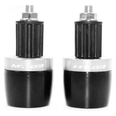 Imagem de Acessórios de motocicleta 7/20.3 cm 22 mm Grips Ends Counterweight Handle Bar Cap Cover Slider Compatível com Y&AMAHA MT-03 MT03 MT 03 (Prata 2)