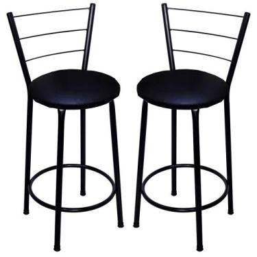 Imagem de 2 Banquetas Italia Média Assento 60cm - Fortmix, Preto, Preto