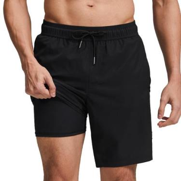 Imagem de Calções de banho magic masculinos com forro de compressão pretos grand