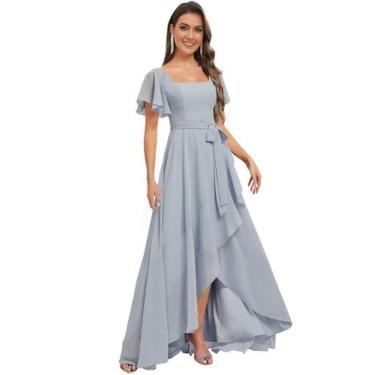 Imagem de Vestido de dama de honra Monvelli Flowy Chiffon Empire Waist azul 16W