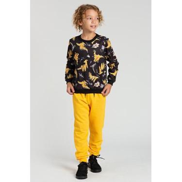 Imagem de Conjunto Infantil de Moletom Sublimado Preto Dino - Vida Costeira Ofic