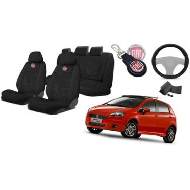 Imagem de Kit Completo Banco Punto '07-'10: Capas, Volante, Chaveiro - Iron Tech