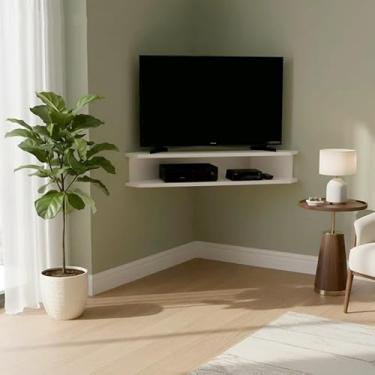 Imagem de Rack Suspenso para TV de até 43” Aparador Bancada Estante de Canto Branco