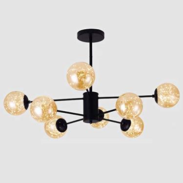 Imagem de Lustres de cristal de luxo, lustre preto LED Lustre industrial Luminárias de teto modernas de meados do século Luminária de teto suspensa Gypsophila