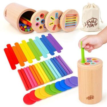 Imagem de Brinquedo SMALL FISH Wooden Montessori 3 em 1 para bebês de 1 a 3 anos