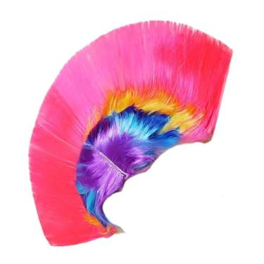 Imagem de Vaveren Peruca punk de rua dos anos 80, peruca de baile para fantasia, carnaval, festival e dança, Rosa