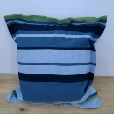 Imagem de Kit Capa de Almofada com aba Decore Azul e Verde Listrada 2 peças Têxtil Lar Kit Capa Almofada com aba Decore Azul e Verde Listrada 2 peças Têxtil Lar