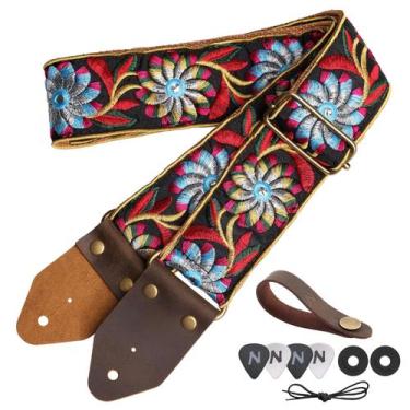 Imagem de Bracelete de guitarra Nefelibata Crazy Horse Leather Jacquard Retro