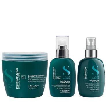 Imagem de Kit Alfaparf Semi Di Lino Reconstruction - Máscara Suave 500ml + Fluíd