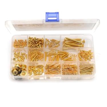 Imagem de ROZILO Kit de parafusos para guitarra, 201 peças, kit de telecaster, parafuso para FD/Tele/Strat/Sq, afinador, cabeça de máquina, placa de pescoço, pinos de extremidade de alça de guitarra, captador