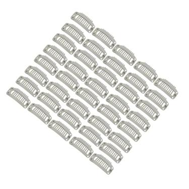 Imagem de VINGVO Clipes de Extensão de Cabelo para Mulheres, Clipes de Peruca para Proteger a Peruca Sem Costura 40pcs 9 Dentes de Aço Inoxidável 1,3 Polegadas de Em Formato de U para Extensões de Cabelo DIY (Bege)