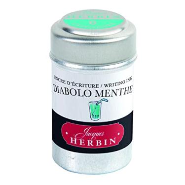Imagem de Jacques Herbin 20133T - Caixa com 6 cartuchos de tinta para canetas-tinteiro e canetas esferográficas (produto sem embalagem - lente sem desperdício), Diabolo Mint