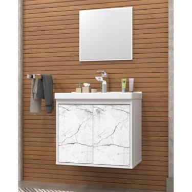 Imagem de Gabinete Banheiro Armario Cuba Pia Mdf 50 cm(Branco)