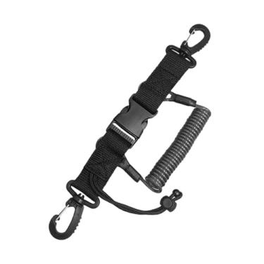 Imagem de Dynwave Cordão de mergulho com fivela de liberação rápida, cordão profissional versátil com mola espiral para lanterna de câmera e luzes de mergulho, Cinza