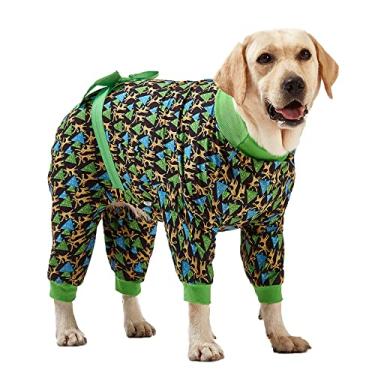 Imagem de LovinPet Pijama de Natal para cães grandes - Unissex Three Wise Santas/estampa preta de cervo metálico, pulôver leve, pijamas para animais de estimação, roupas Pitbull, macacão de cachorro, fantasia
