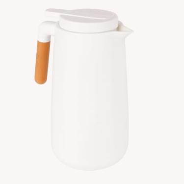 Imagem de Garrafa Térmica com Alça de Madeira, 1 Litro, Plástico, Conserva Quente e Frio, Preta (BRANCA)