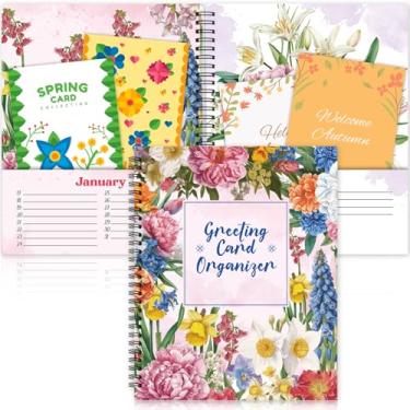 Imagem de chiazllta Livro organizador de cartões comemorativos com bolsos e divisórias para guardar arquivos floral mês a mês para aniversários, casamentos, festas de formatura, lembretes de feriados