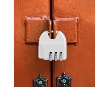 Imagem de Cadeado de combinação de 3 dígitos ao ar livre para escola, academia, esportes, armário, cerca, caixa de ferramentas, armazenamento de ferrolho prata