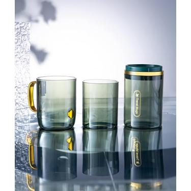 Imagem de Estojo de escova de dentes portátil 3 em 1, copo com alça transparente para pasta de dente para escola, acampamento, viagem de negócios, banheiro, verde