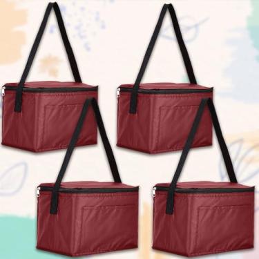 Imagem de Bolsa térmica pequena, reutilizável, mini sanduíche, lancheira, impermeável, bolsa de bebidas, à prova de vazamento, para trabalho, ao ar livre, piquenique, praia, 4 peças