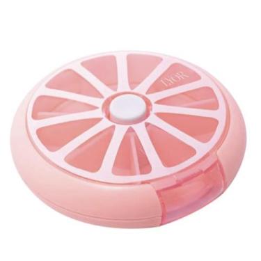 Imagem de Porta Comprimidos Semanal 9cm Giratório Redondo Lyor C561, ROSA