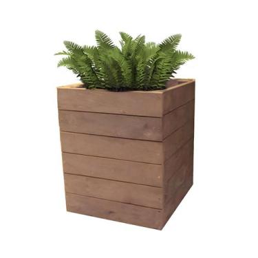 Imagem de Cachepô Quadrado Madeira Plástica Marrom 50cm Lanci Externo