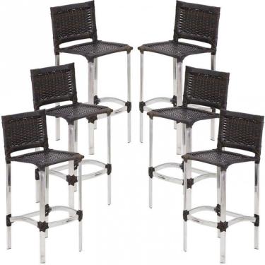 Imagem de 6 Banquetas Madri Em Alumínio Cozinha E Balcão E área Trama Pedra Ferro