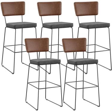 Imagem de Kit 5 Banqueta Alta Cozinha Allana L02 Marrom Cinza Escuro