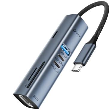 Imagem de VIOY Hub USB C 7 em 1, adaptador multiportas com HDMI 4K, carregamento PD de 100 W, leitor de cartão SD/TF, 1 USB-A 3 .0 e 2 portas de transferência de dados USB-C 2.0 para MacBook Pro/Air, iPad Pro