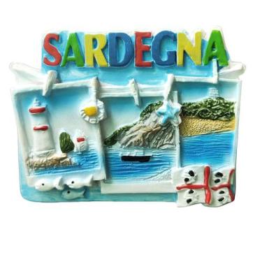 Imagem de Lembrança de resina 3D com ímã de geladeira Sardinia Beach 6.8x5.3cm -