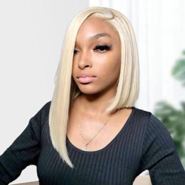 Imagem de Peruca UCUVIC Blonde Bob 613 Cabelo humano 14" de renda frontal 180%