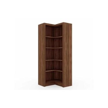 Imagem de Estante de Livros Casal ME4132 de Canto com 4 Prateleiras em Nogal - Tecno Mobili