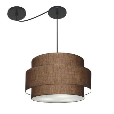 Imagem de Lustre Sala De Jantar Com Desvio Vivare Md-4399 Cúpula Em Tecido 50cm Café 127/220v