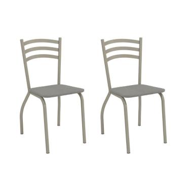 Imagem de Kit 2 Cadeiras De Cozinha Portugal 2c007nk Aço 2 Un Niquel-boucle Cinza - Kappesberg