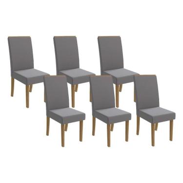 Imagem de Cadeira Sala De Jantar 2cad142fr Kit 6 Un Freijo-suede Titanio A050 - Kappesberg