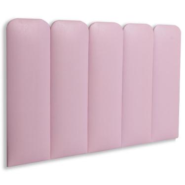 Imagem de Cabeceira Solteiro Kit 5 Placas Modelo Arredondada - Courino Rosa