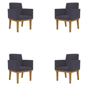 Imagem de Kit 4 Cadeiras Reforçada Escritório Poltrona cinza