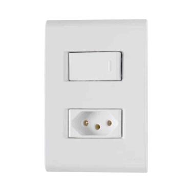 Imagem de Interruptor Simples + Tomada 20a Linha Liz Tramontina - Branco - Modular - Parafusos Inclusos