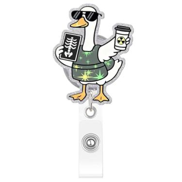 Imagem de Kimoli Carretel de crachá engraçado de tecnologia de radiologia, carretel de crachá de ganso bobo, suporte de cartão de identificação de enfermagem com clipe jacaré para presentes de enfermeira de