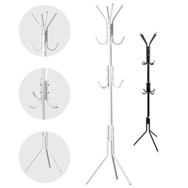 Imagem de Mancebo Cabideiro ChãO，Mancebo Cabideiro ChäO Metal，Com 12 Ganchos，Altura: 170 cm，para Ajudá-Lo a Organizar Suas Roupas e Bolsas em Casa(Branco (12 Ganchos))