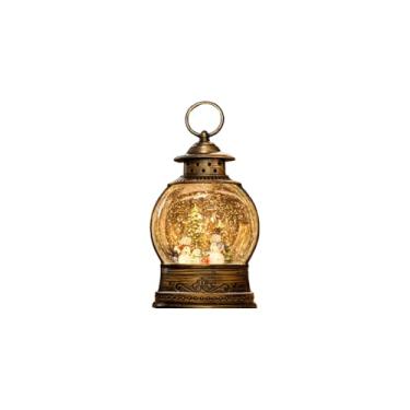 Imagem de Luminária LED Natalina, Bronze, Poliestireno, 13,5 x 7 cm, Design Papai Noel, Portátil, Luz Amarelada, Alimentação por Bateria