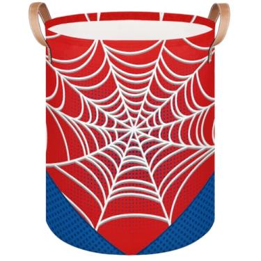 Imagem de Cesto de roupa suja grande – Teia de aranha vermelha 62L cesto de armazenamento dobrável para brinquedos infantis, roupas sujas, cobertores, cesto de bebê alto para decoração de banheiro de quarto de