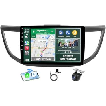 Imagem de Rádio de carro estéreo para Honda CRV 2012-2016: atualização de 10 polegadas 1280 * 800 IPS Touchscreen estéreo sem fio Carplay Android Auto 1080p câmera de backup Bluetooth GPS 5G WiFi FM SWC Link