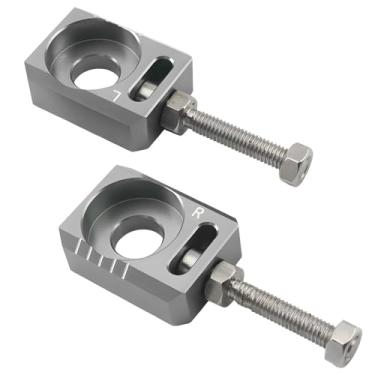 Imagem de 2 peças de ajustador de corrente de eixo traseiro, preto e prata, tensor de corrente de alumínio para Surron & Talaria Sting R