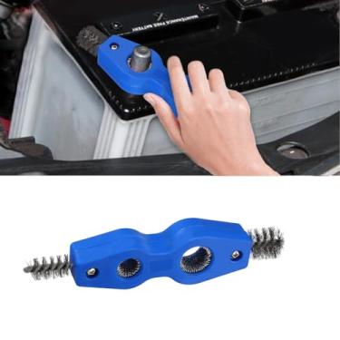 Imagem de Lyxheth Escova de limpeza de bateria de carro 4 em 1, limpador de terminal de bateria de carro, limpador de bateria automática antiferrugem com fio de aço, ferramenta de limpeza de bateria, acessórios