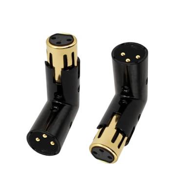 Imagem de Voluty Tek Adaptador XLR macho para fêmea de ângulo reto ajustável 3 pinos XLR conector de 90 graus para cabos de áudio sistemas PA 2 peças
