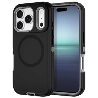 Imagem de I-HONVA Capa para iPhone 17 Pro [compatível com MagSafe] à prova de choque com 3 camadas de proteção total [sem protetor de tela] Capa resistente para Apple iPhone 17 Pro de 6,3 polegadas 2025, preto