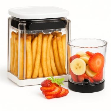 Imagem de Cortador de batatas fritas multifuncional para fatiador de batatas e morangos – Cortador de frutas e vegetais de 4 lâminas, cortador premium com fatia, enfeite e copo de cortador de morango