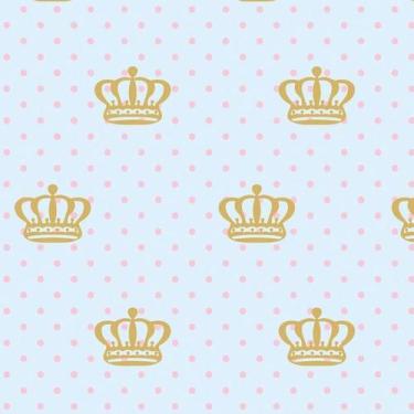 Imagem de Papel De Parede Azul Claro E Coroa Autocolante Sala Quarto - LRP