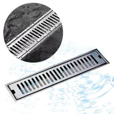 Imagem de Dreno de Chuveiro Linear 31 5 Polegadas com Filtro Cabelo Saída 3 Prova Cheiro Moderno Piso Banheiro em Aço Inoxidável 304 Grade Removível Drenagem Rápida Retangular